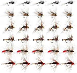 Fly Fishing Flies Kit 30 Dry Wet Streamer Nymph Lures Bass Trout Salmon Fishing