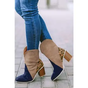 Leopard Print Patchwork Boots