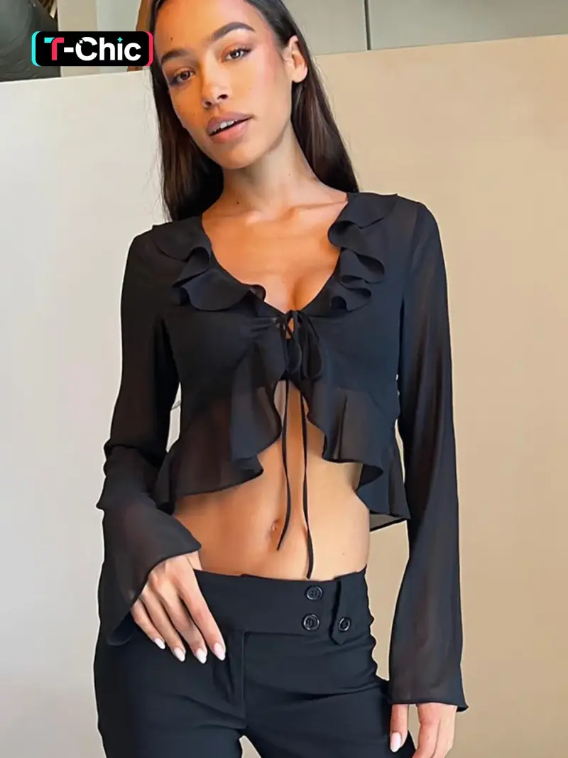 see through crop top - TikTok Shop