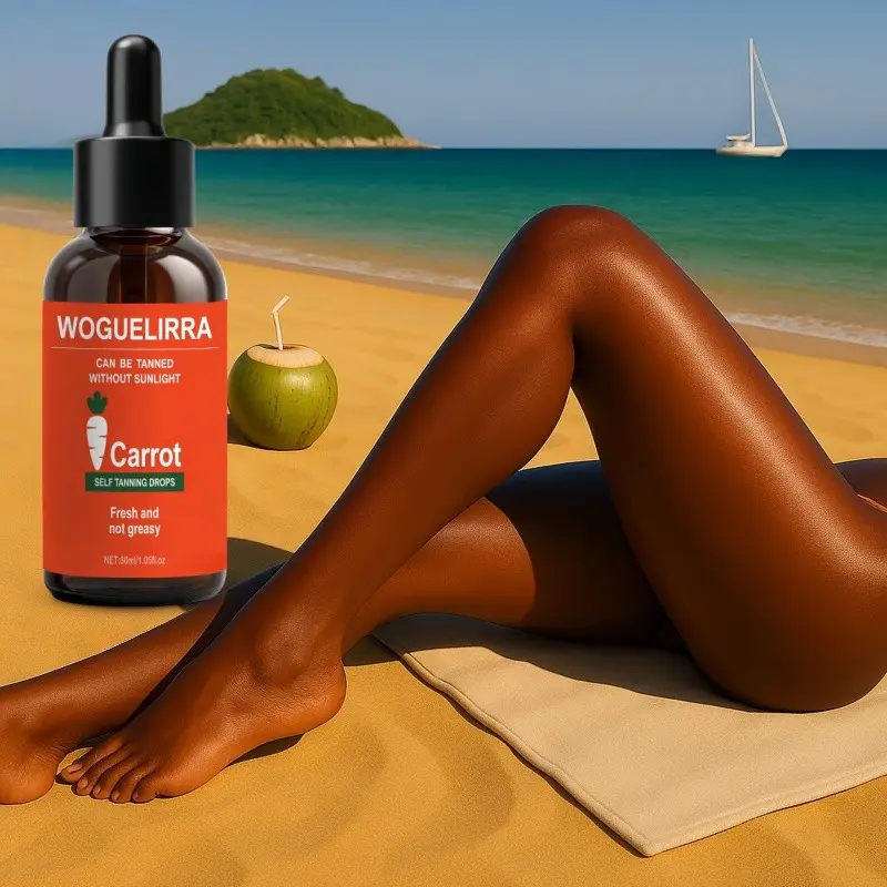 Carrot Tanning Gel, Sunless Tanning Intensifier, Sunless Tanning Glow, Sunless Self Tanner, Fresh & Non-Greasy Formula, Liquid Form, No Flammable Liquid, Tanning Products