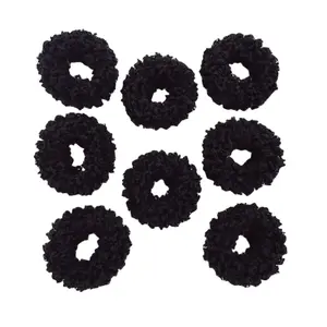 8 count Plush Scrunchie Hair ties Large Scrunchie fluffy tied Hair Rope Cute Elastic Hair Bands Scrubchy Hair Accessories for Women and Girls (Black)