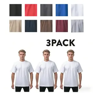 3 Pack  Men's Heavyweight Short Sleeve T Shirts  Crewneck T Shirt Casual Cotton Tee Plain Shirts Classic Collar Original (S to 5XLT)