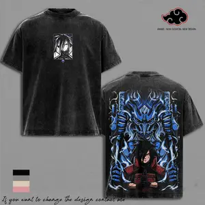 Madara Uchiha - NRT Anime T-Shirt Vintage Acid Wash Oversized Graphic Tee Streetwear Sharingan Gift