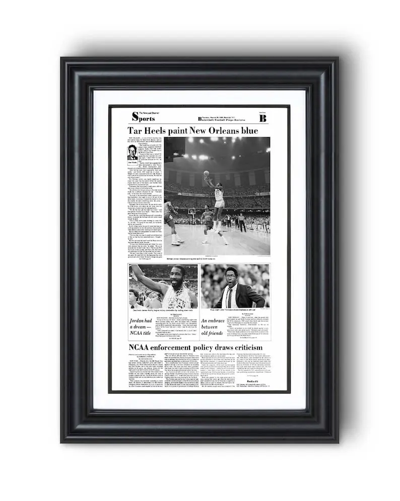 [Unframed] 1982 North Carolina Basketball “Tar Heels Paint New Orleans Blue” Champions  Poster