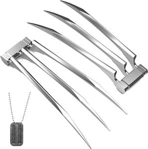 Wolverine Claws Costume Menswear Superhero Cosplay Stylish Crewneck,Costume Props【Gift necklace】 Decoration & Plastic material Clothes Halloween