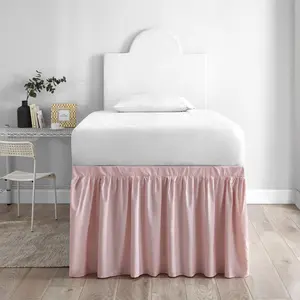 Dorm Sized Bed Skirt Panel with Ties - Rose Quartz