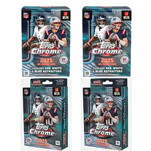 PYT Break: Topps Chrome!  (2) Topps Chrome 2025 Football Mega Boxes (4) Topps Chrome 2025 Football Blaster Boxes, (1) Topps Chrome Hanger Pack, (1) Optic Mega Box, (2) Rookies and Stars Blaster Boxes and (2) Prizm Blaster Boxes..  Ripped and Shipped!