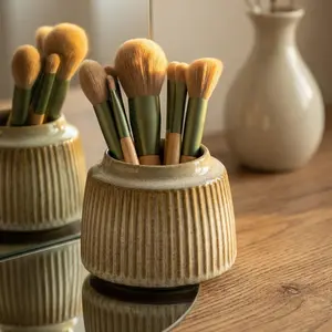 Creative Vintage Desktop Multi-Functional Storage Pen Holder, Makeup Brush Container, Home Organizer Vase Decor, Stationery Storage Organizer, 1pc, Desk Organizer Tidy