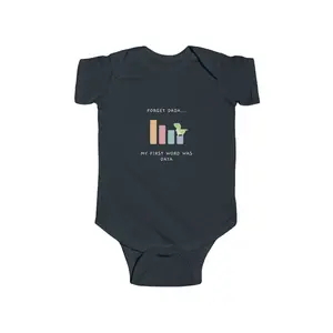 Funny “My First Word Was Data” Baby Onesie – Nerdy Baby Bodysuit for Tech Parents