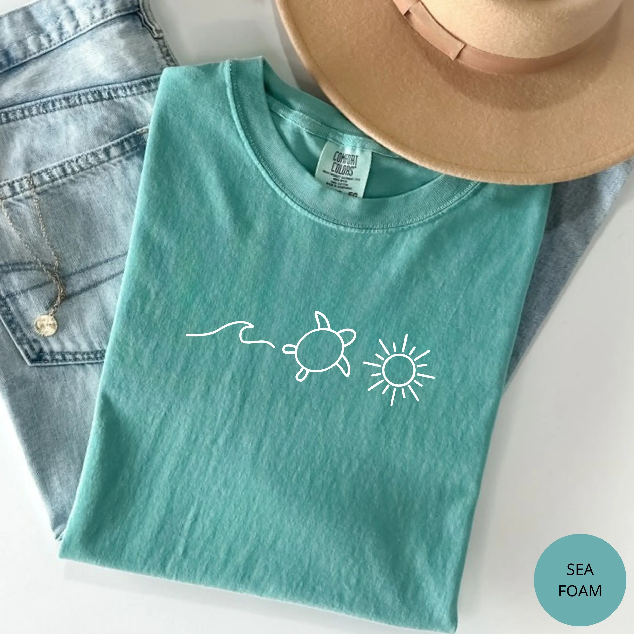 Comfort Colors Ocean Turtle Sun Summer T-shirt, Beach Bum Tee, Beach Tshirt, Comfort Colors,Comfortable Tee, Summer Tee, Gift For Her, Cotton Fabric