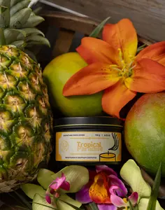 Tropical Paradise Candle - Coconut Wax Blend Scented Candle with Pineapple & Mango Fragrance - 6.2oz Jar Candle Aroma