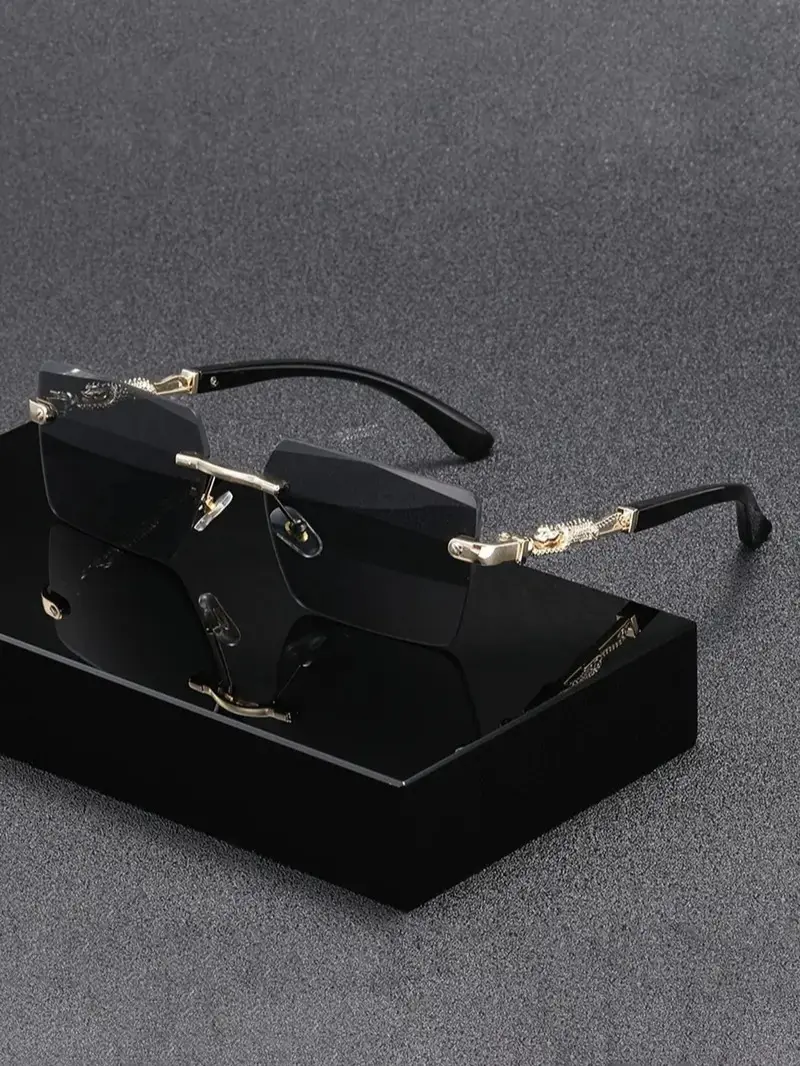 Men's Square Frame Rimless Glasses - High-Quality Fashion Eyewear for Everyday Wear & Outdoor Activities