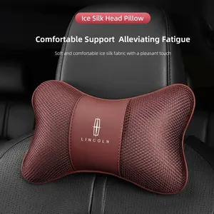 1Pcs Car Seat Headrest Ice Silk Neck Pillow Support Soft Pad For Lincoln Navigator Continental Nautilus Aviator MKZ MKX MKC MKT MKS Corsair Mark E