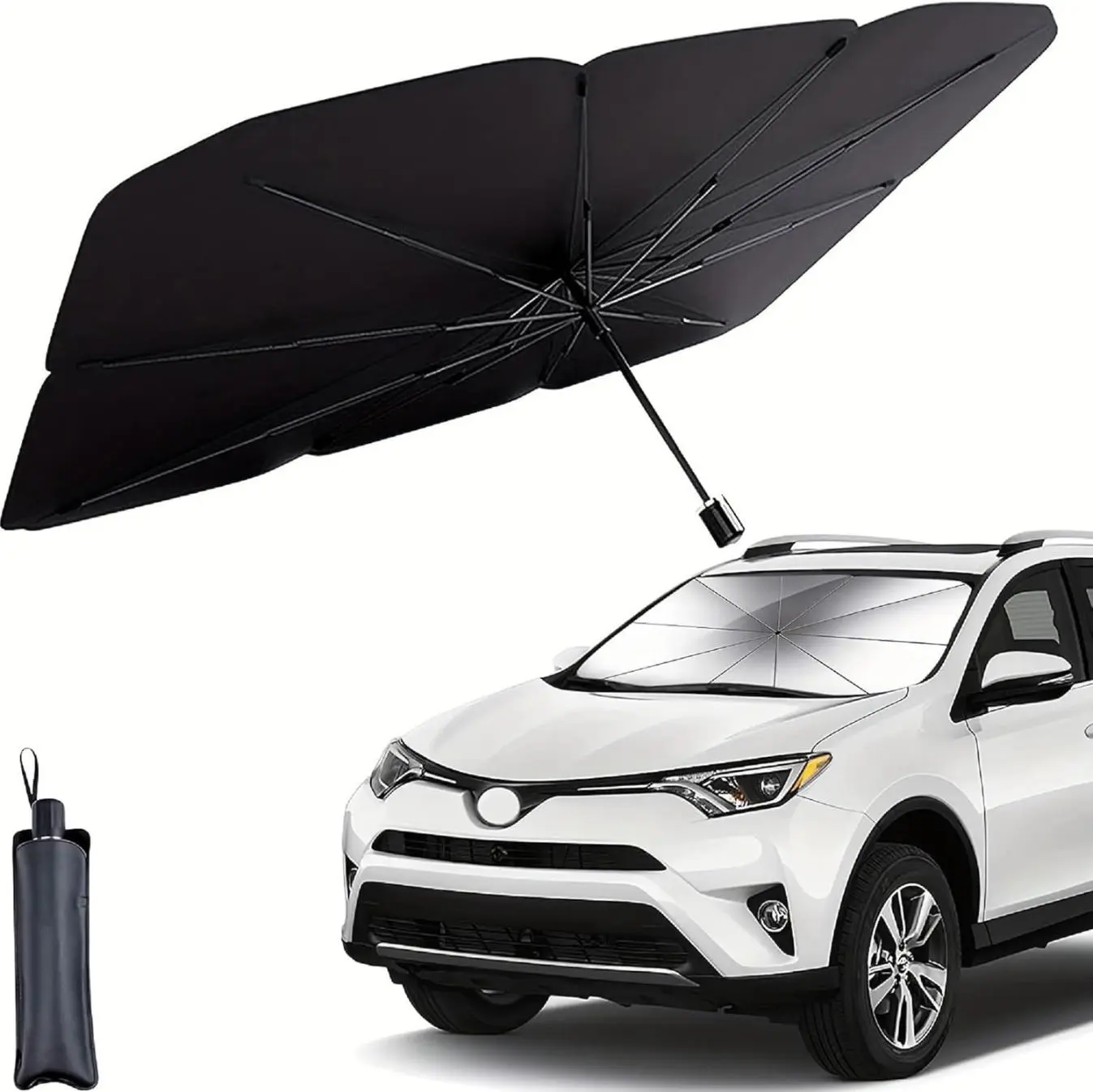 Portable Car Windshield Sunshade, Foldable Car Windshield Cooling Umbrella for Daily,Car Exterior Accessories,Car Window Shades (Size: 53'30 'inch)