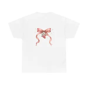 Watercolor Pink Ribbon and Cherries Tee | Ribbon Cherry T-Shirt
