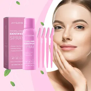 Depilatory Hair Removal Spray Set Gentle Depilatory Solution for Gentle Facial Hair Care, 100ML Face Hair Identification Spray, 4 Eyebrow Tweezers, Smooth Skin