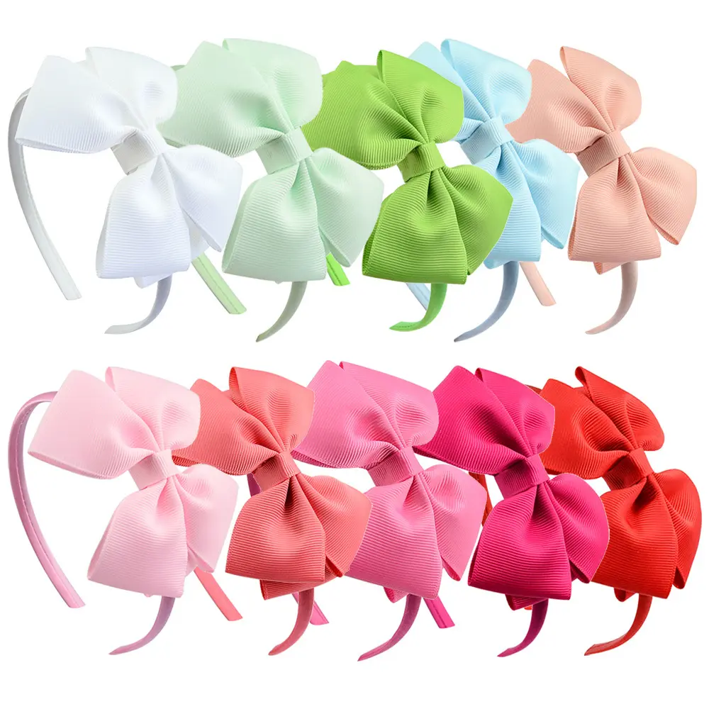 10PCS Ribbon Cloth Bow Headbands for Girls - Hair Accessory Set with Secure Hold, Lightweight Fit, Cute Headwraps for Girls Party Kids' Hair Accessories, 10‑Pc Color Set