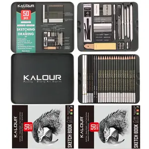 KALOUR Sketch Drawing Pencil Kit, 52pcs/box Sketching Pencil & Sketchbook & Accessories, Graphite & Charcoal Pencil & Artist Tools Set for Adult Beginners