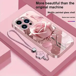 Suitable for [iPhone 15 Pro Max] high-end phone case，a beautiful four-leaf clover lanyard is included,exquisite and high-end design,a variety of colors are available for you to choose from YM99