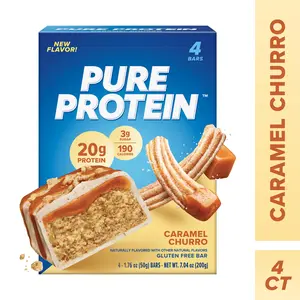 Pure Protein Bars, Caramel Churro, 20g Protein, Gluten Free, 1.76 oz, 4 Ct