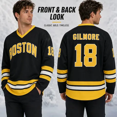 Happy Gilmore #18 Jersey Boston Adam Sandler 1996 Movie Ice Hockey Jersey Stitched , 90S Hip Hop Clothing for Party Casual Sportswear Athletic Shirts Gym Sweatwear