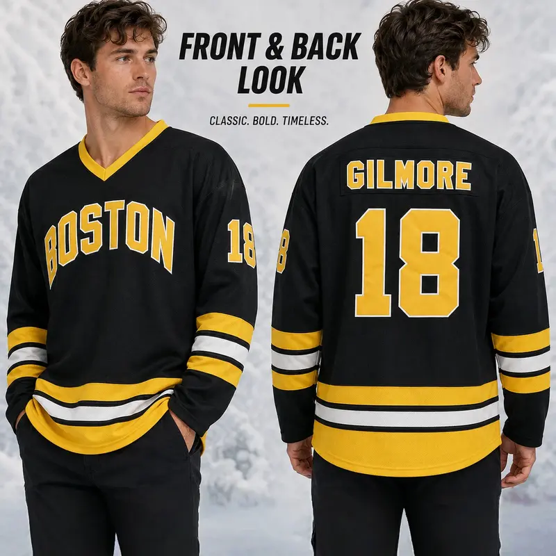 Happy Gilmore #18 Jersey Boston Adam Sandler 1996 Movie Ice Hockey Jersey Stitched , 90S Hip Hop Clothing for Party Casual Sportswear Athletic Shirts Gym Sweatwear