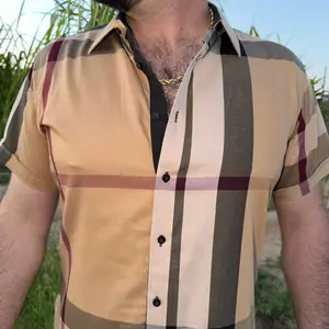 Short sleeve bayard plaid shirt (camel)