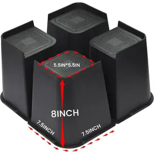 Bed Risers 8 inch, Oversized Furniture Risers, Up to 6000 Lbs, Lift 8 inch for Couch, Sofa, Table,Chair (Black 4 Pack, 8 inch)