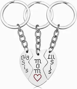 Mothers Day Funny Gifts for Mom from Daughter Son, 3PCS Stainless Steel Mother Big Little Sis Keychain Gifts Set for Mother’s Day Birthday