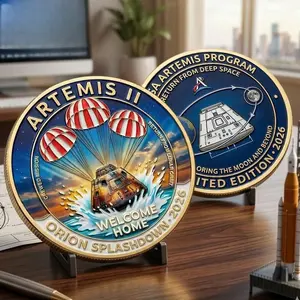 Artemis II Orion Splashdown 2026 Metal Coin, Commemorative Mission Coins