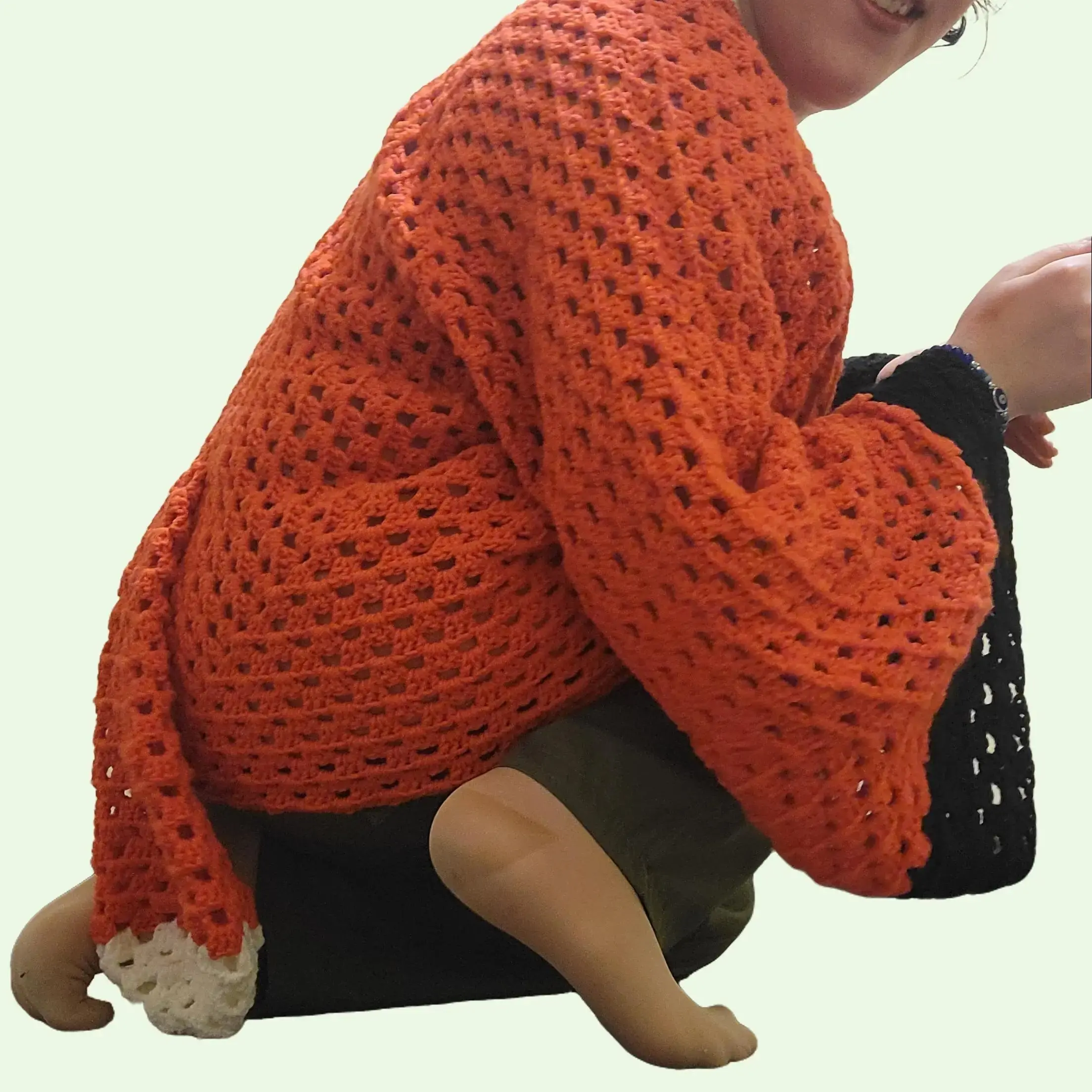 Enchanted Spools Fox Hexagon Cardigan Fall Vibes Cozy Handmade Oversized Design for Animal Lovers Unique Fox Color with Tail