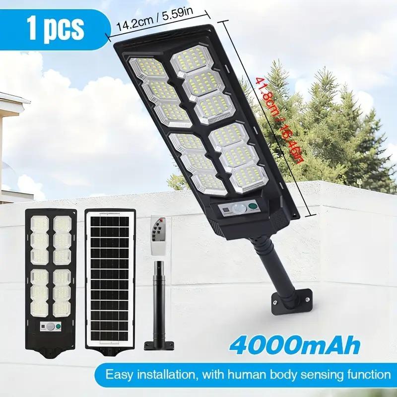 Professional 4-Pack Solar Lights for Outside 3 Modes 6500K LED Flood Security Light with Motion Sensor Dusk to Dawn Remote Control IP65 Waterproof  for Yard Garden Shop