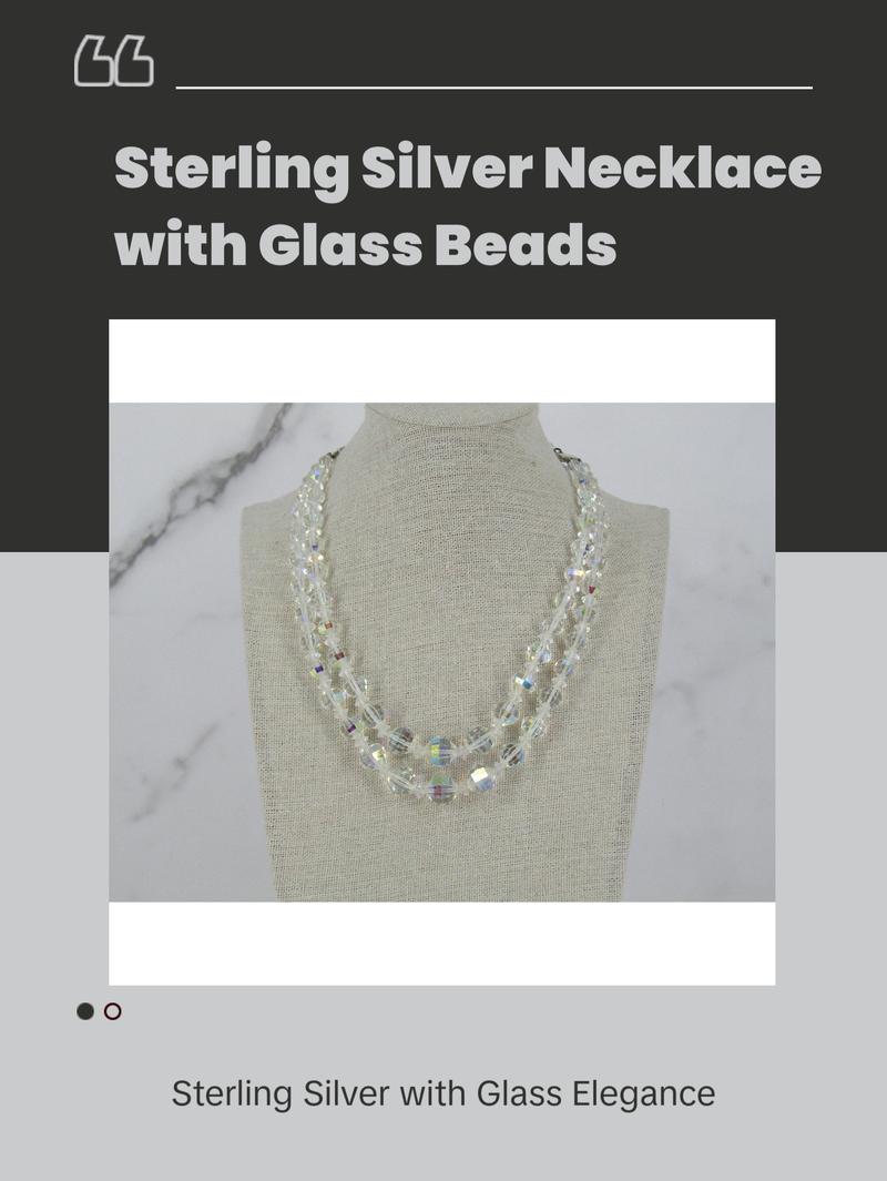 Silver Necklace With Faceted Clear Glass Beads