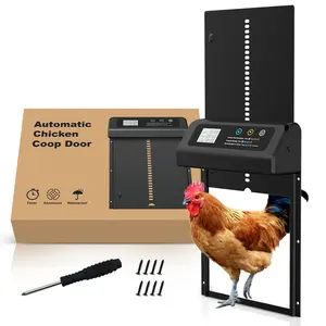 Automatic Chicken Coop Door Opener, Waterproof Aluminum Alloy Chicken Coop Door Opener with Timer & Sensor, Farm Animal & Poultry Supplies, Chicken Cage
