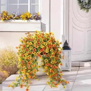 Artificial UV Decor Flower, Autumn Fall Room Decor Eucalyptus Simulation Flower, UV Resistant, Realistic Hanging Plants, Fake Indoor Plants, Decorative faux Flowers for Home and Garden Decoration Autumn Fauxflowers