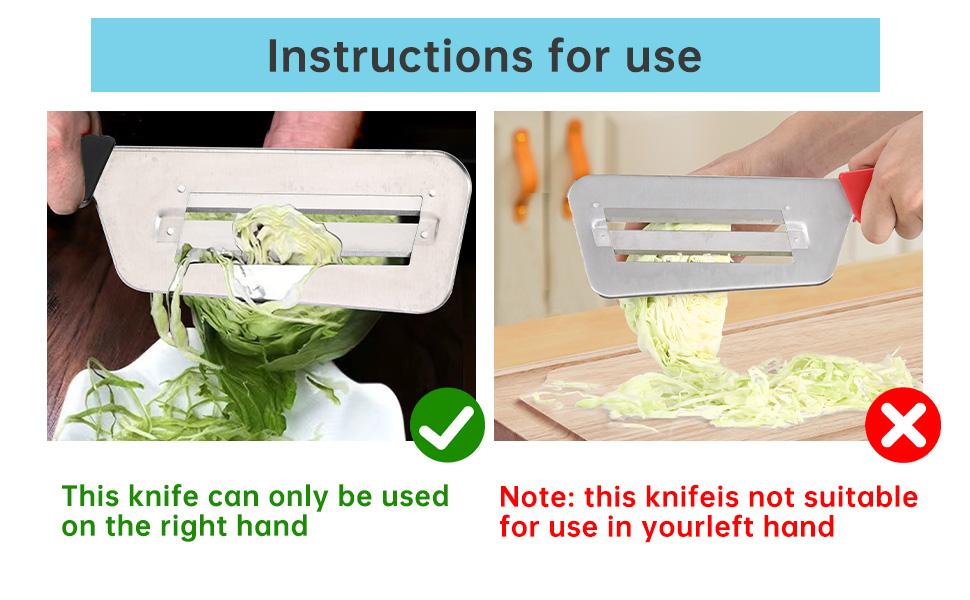 Cabbage Chopper Shredder, 2 Pack Cabbage Cutter Knife Kitchen Slicer Sauerkraut Cutter Coleslaw Grater, Sharp Stainless Steel Blades, Black & Red Handle