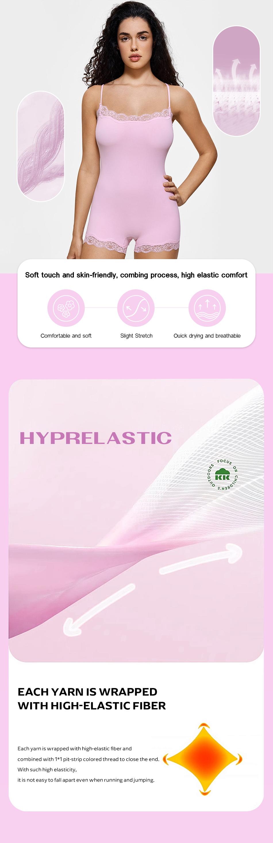 KatchMe Lace Series Women's Simple Style Spaghetti Strap Lace Trim Breathable Bodysuit, Chic Lightweight High Stretch Playsuit, Seamless Basic Nightdress KatchMe Lace Series Women's Simple Style Spaghetti Strap Lace Trim Breathable Bodysuit, Chic Lightweight High Stretch Playsuit, Seamless Basic Nightdress