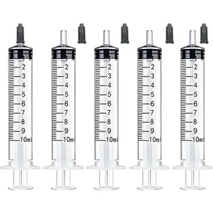 10ml Syringe with Measurement for Scientific Labs Feeding Pets Refilling and Measuring Liquids Dispensing with Cap 5PCS 10ml