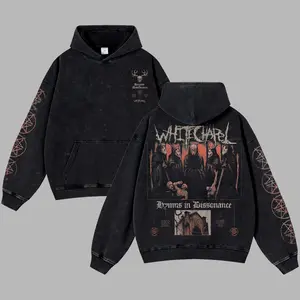 [Moshroom] WHITECHAPEL 'HYMNS IN DISSONANCE' V2 Oversize Lightweight Acid Washed Tee Hoodie Rock Music Metal Gothic Punk Emo Grunge Post-hardcore Graphic Design Top Cotton Streetwear Game T-Shirt Crewneck Clothes Menswear Womenswear