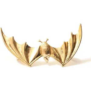 Vampire Bat Earring Ear Cuff Gold Tone Gothic Animal Clip on Halloween Fashion Jewelry Dramatic Design 3x1.5 Inches Comfortable Fit