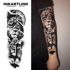 INKARTLINK Tattoo Tech, 2 Sheets Semi-Permanent Temporary Tattoos ,Sleeve Tattoo Design 3,Adult Art Design,Lasts 1-2 Weeks, Waterproof, Realistic Look, No Adhesive, No Reflection,For Man And Woman,Ideal for Swimming, Party
