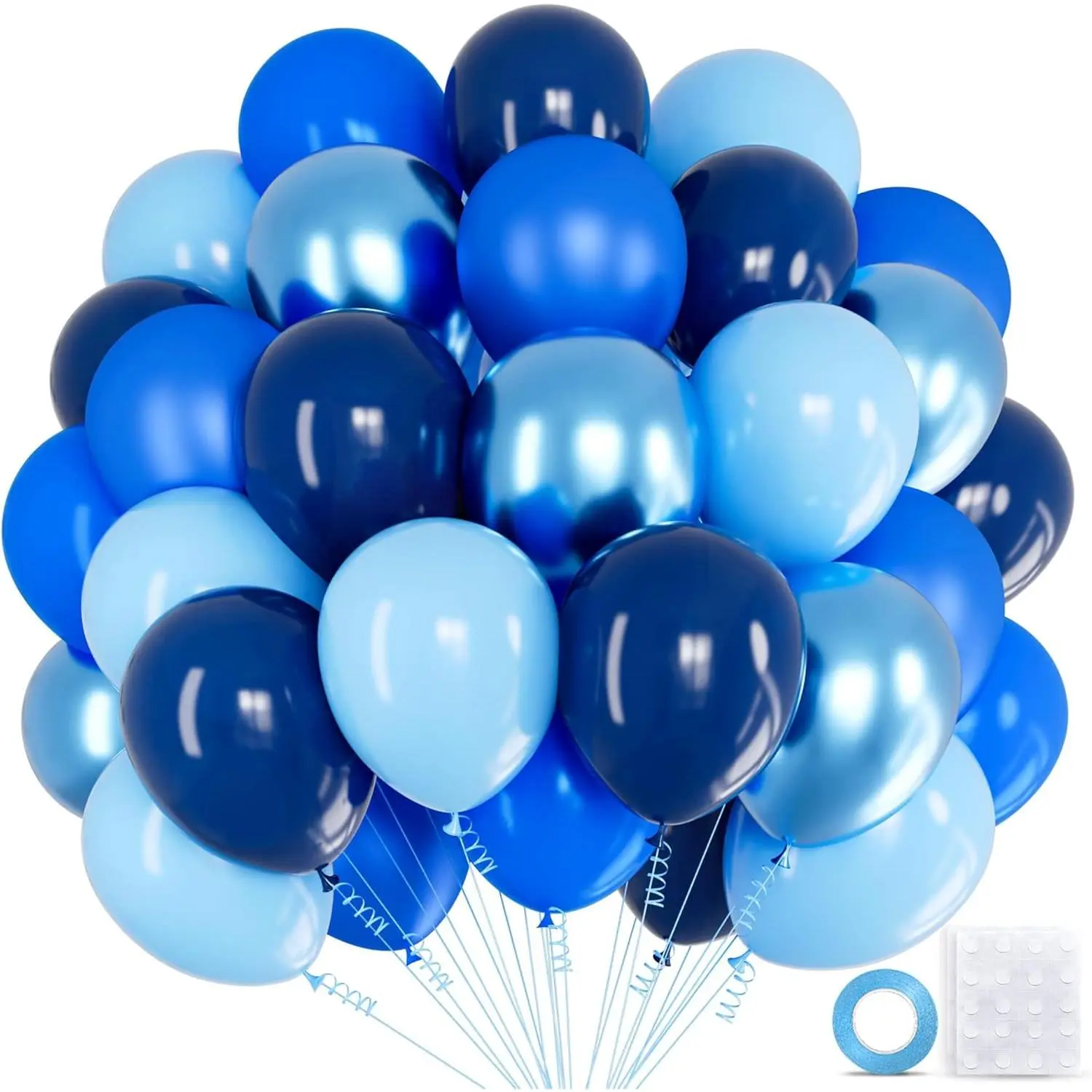 68 count Blue Balloons Metallic, 12Inch Chrome Blue Balloons Kit Macaron Light  Navy Blue Latex Balloons for Birthday Wedding Party Decoration