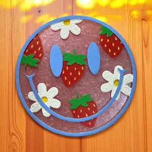 Scent-Sationals Floral Strawberry Smiley Car Freshie Air Freshener