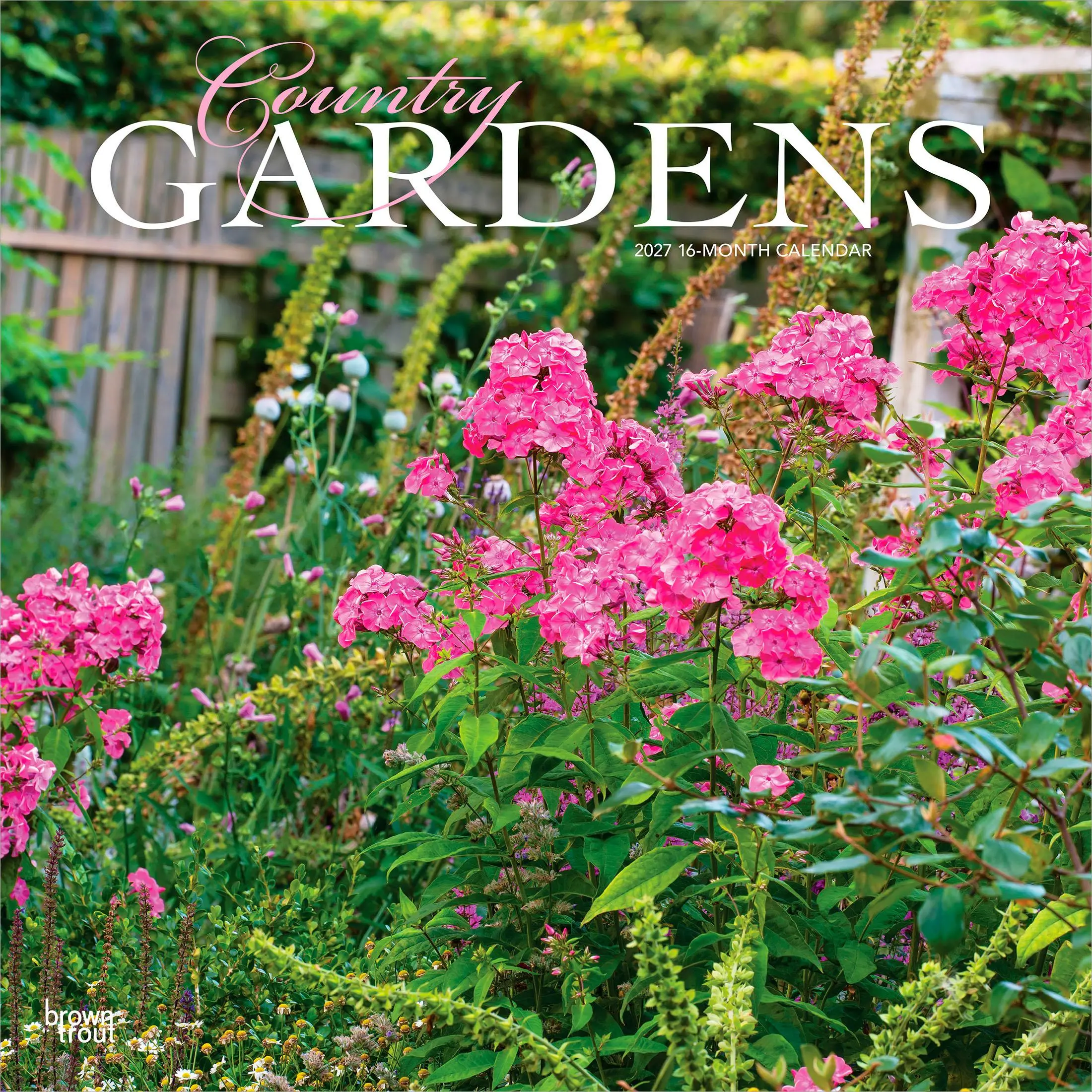 Country Gardens | 2027 12 x 24 Inch (Hanging) Monthly Square Wall Calendar | Plastic-Free | BrownTrout | Gardening Outdoor Home Nature
