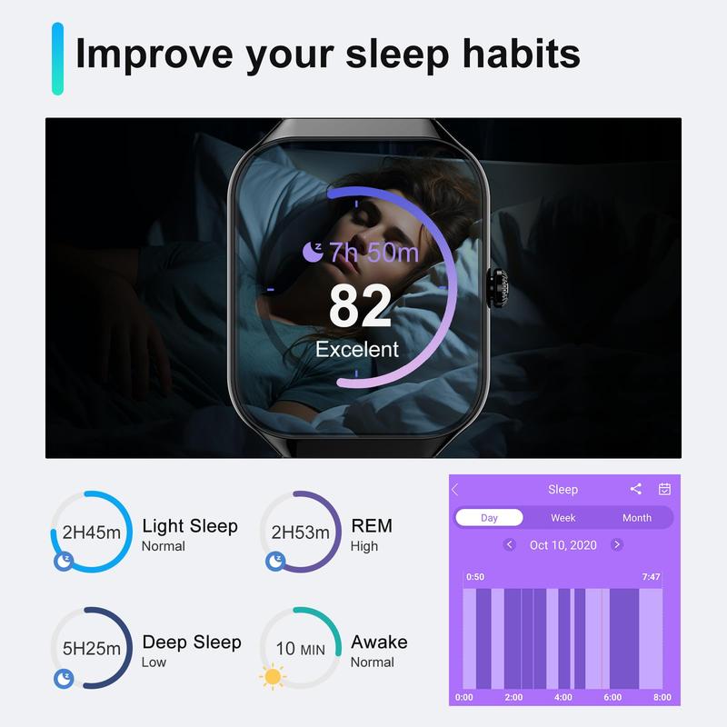 Smart Watch with Answer/Make Calls/Message Reminder,1.83" HD Touchscreen Fitness Tracker, Bluetooth Notifications/Calls, IP68 Waterproof, 112+ Sport Modes, 24/7 Heart Rate & Sleep Monitor for iPhone Android iOS (Black) Wearable Smartphone Wristwatch