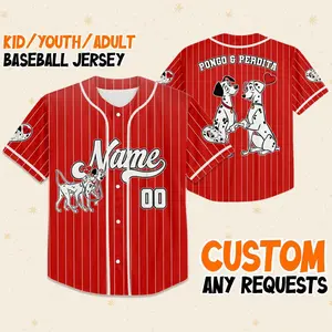 Personalized Valentine Pongo & Perdita Baseball Jersey, Custom White Casey Jersey for Couples, Gift for Him or Her, Valentine Birthday Gift