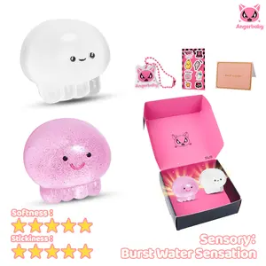 Angerbaby ( include 2 )Extra Sticky Transparent Jellyfish Squishy Stress Gift Box Clear Taba squishies boubble asmr ball Relief Basket Easter Sensory Fidget pink