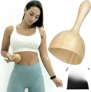 COZLOW Wooden Massage Cup with Roller – Handheld Body Massage Tool for Relaxation & Daily Self-Care – Ergonomic Wooden Design