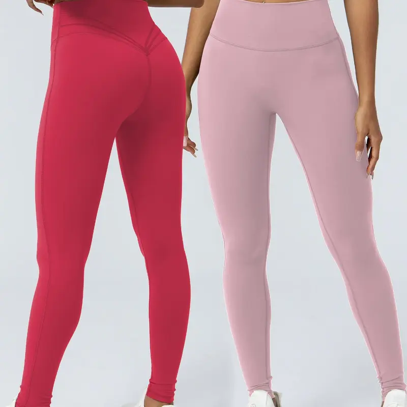 Women's Solid High Waist Sports Leggings, Stretchy Gym Legging, Super High Waisted Casual Comfy Breathable Skinny Pants for Yoga Gym Workout Running, Ladies Sportswear for All Seasons
