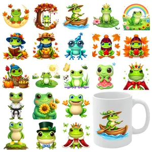 21 Pcs Frog Adventure UV DTF Stickers Waterproof Decals UV DTF Stickers Waterproof Rub on Transfers Transfer Sticker Decal Glass DTF Transfer Stickers